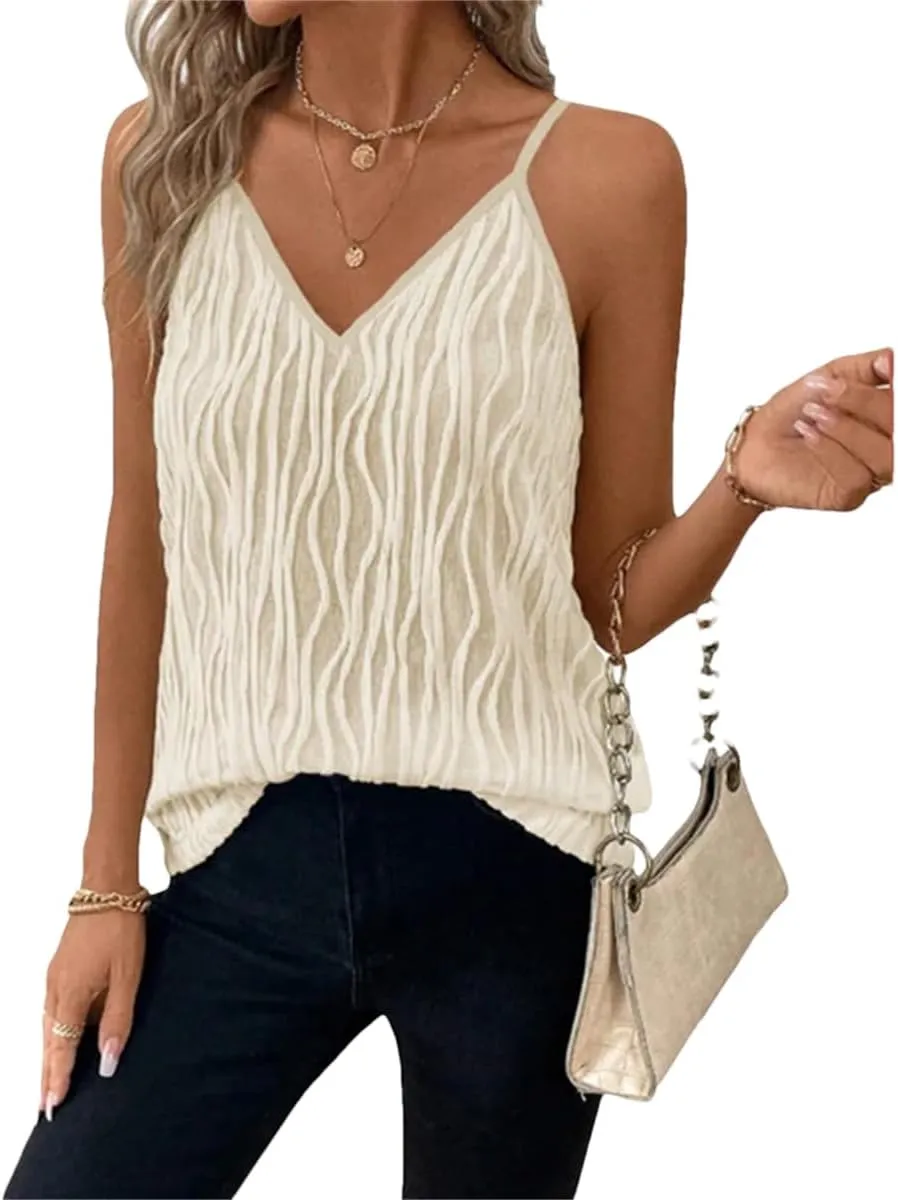 Women Summer Solid Camisole Vest Tops Sexy Basic Slim Crop T-Shirt Tee Pullover Tank Tops Beige S