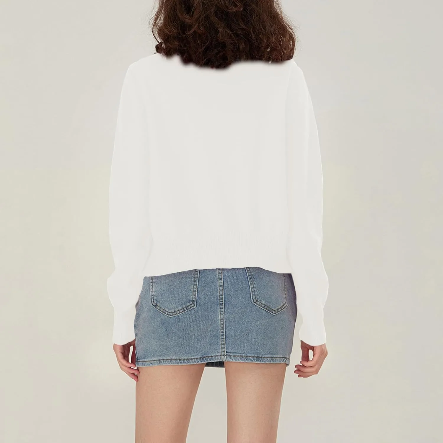 Women Y2k Button Up Cardigan Long Sleeve Knitted Crop Sweater Shirt Crew Neck Cute Solid Fall Knitwear Tops