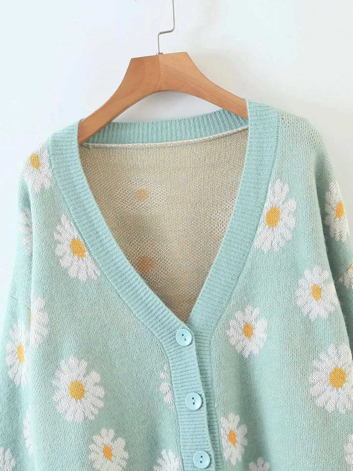 Women Y2K Floral Print Knit Cardigan Sweater Long Sleeve V Neck Button Down Sweater Vintage Aesthetic 90s Outerwear Tops