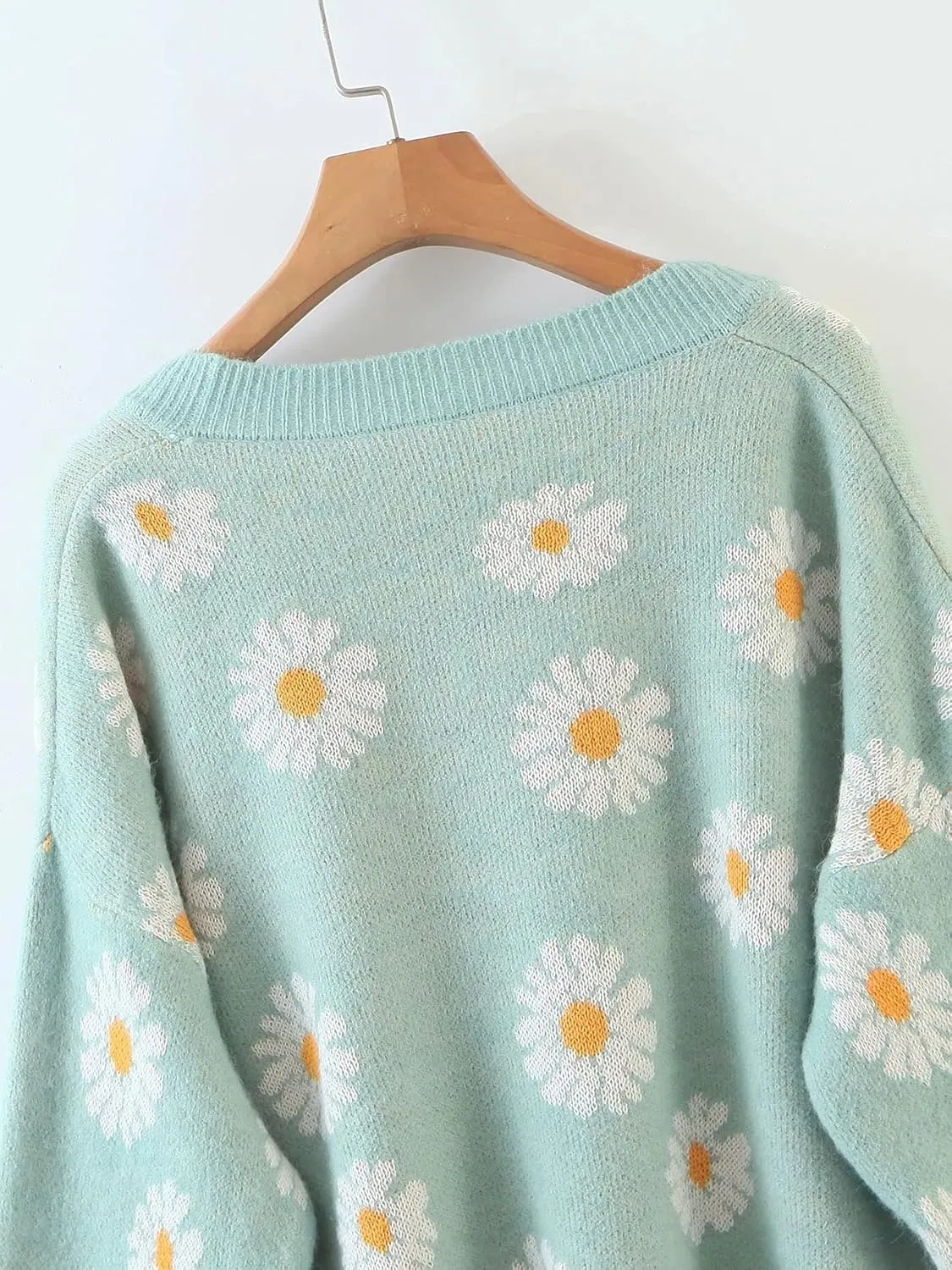 Women Y2K Floral Print Knit Cardigan Sweater Long Sleeve V Neck Button Down Sweater Vintage Aesthetic 90s Outerwear Tops
