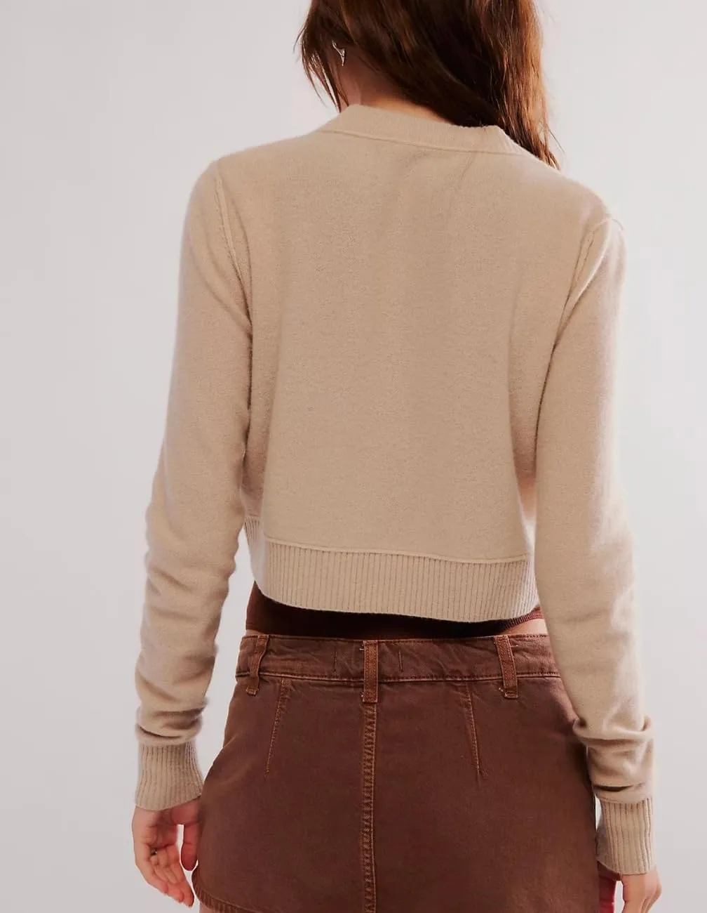 Women Y2K Open Front Button Down Knit Crop Cardigan Sweater Scoop Neck Long Sleeve Solid Causal Ribbed Top Fall