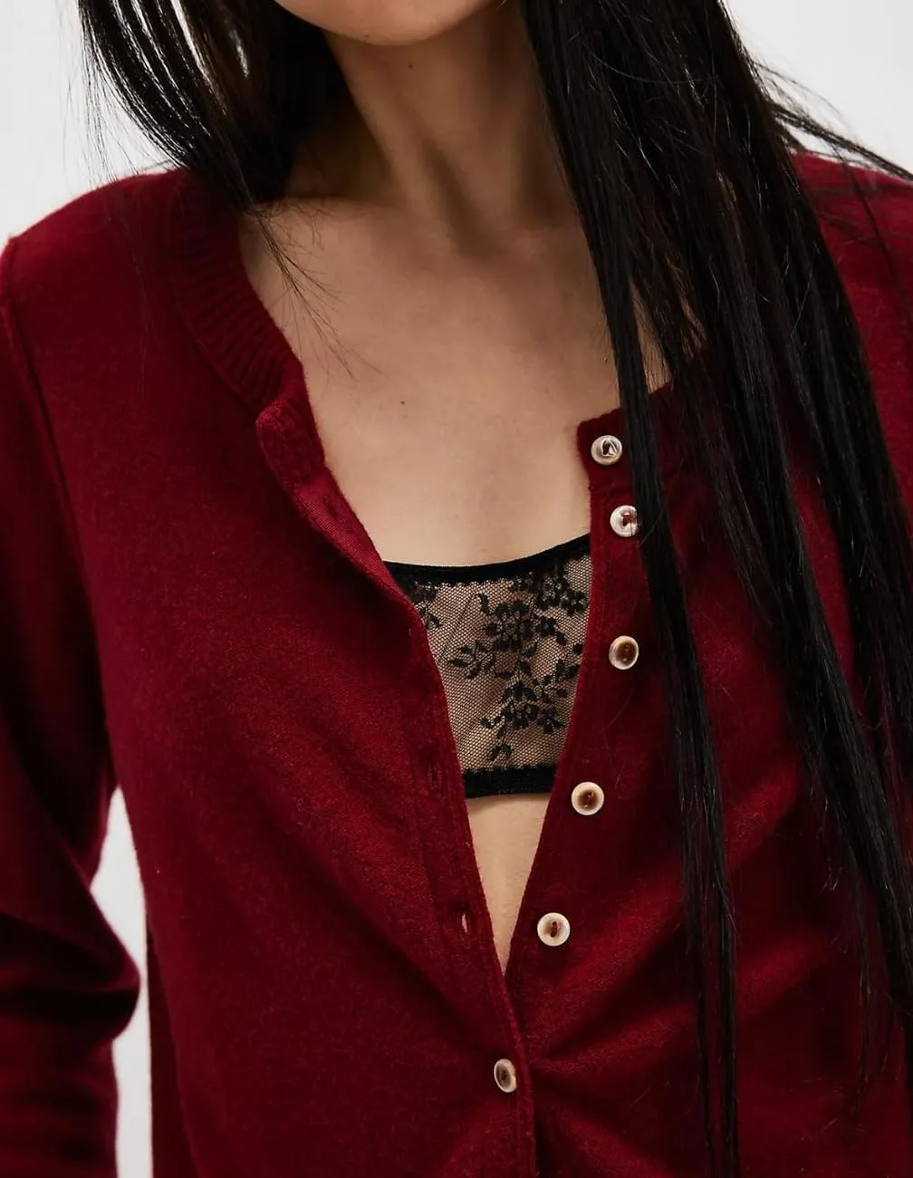 Women Y2K Open Front Button Down Knit Crop Cardigan Sweater Scoop Neck Long Sleeve Solid Causal Ribbed Top Fall