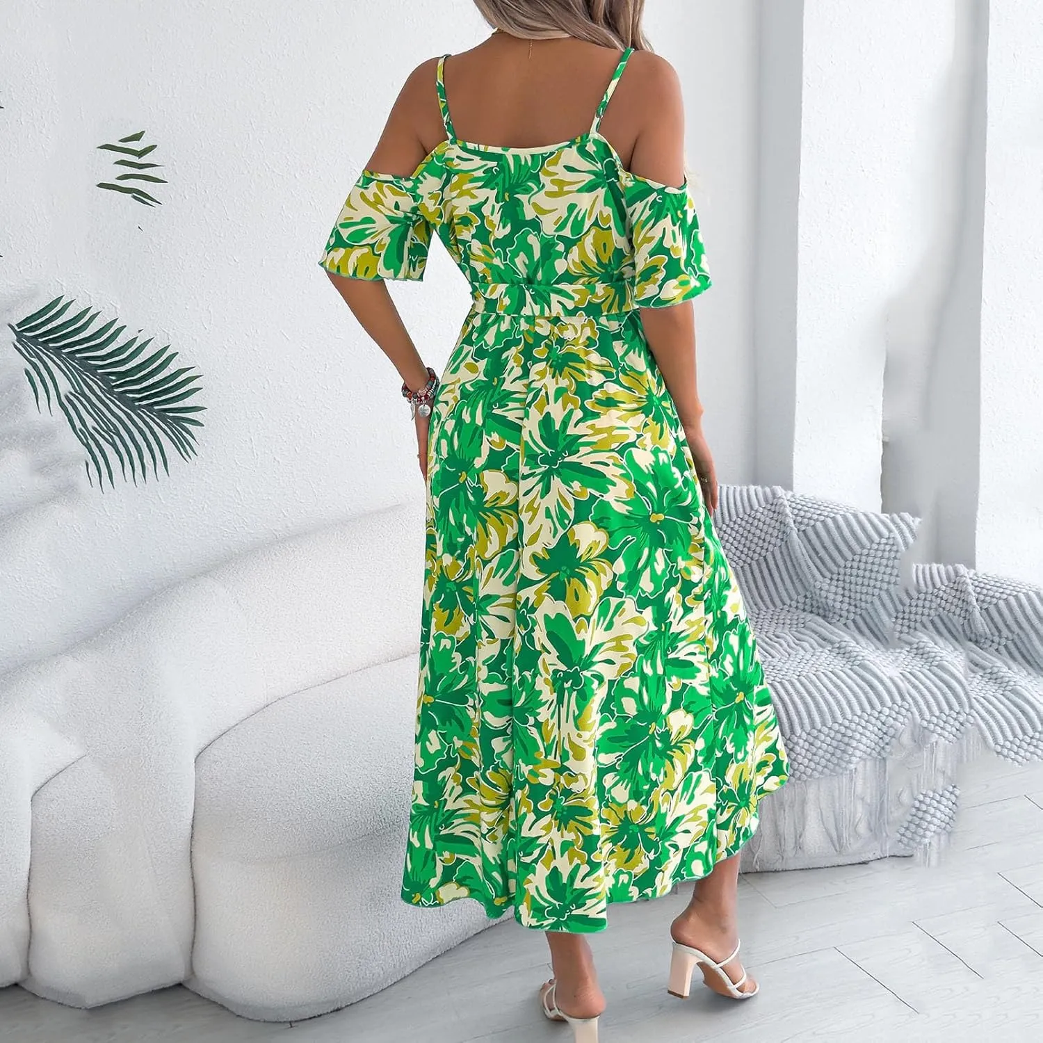 Women's Beach Vocation Maxi Dresses 2025 Floral Printed Boho Long Dress Flowy Summer Outfits