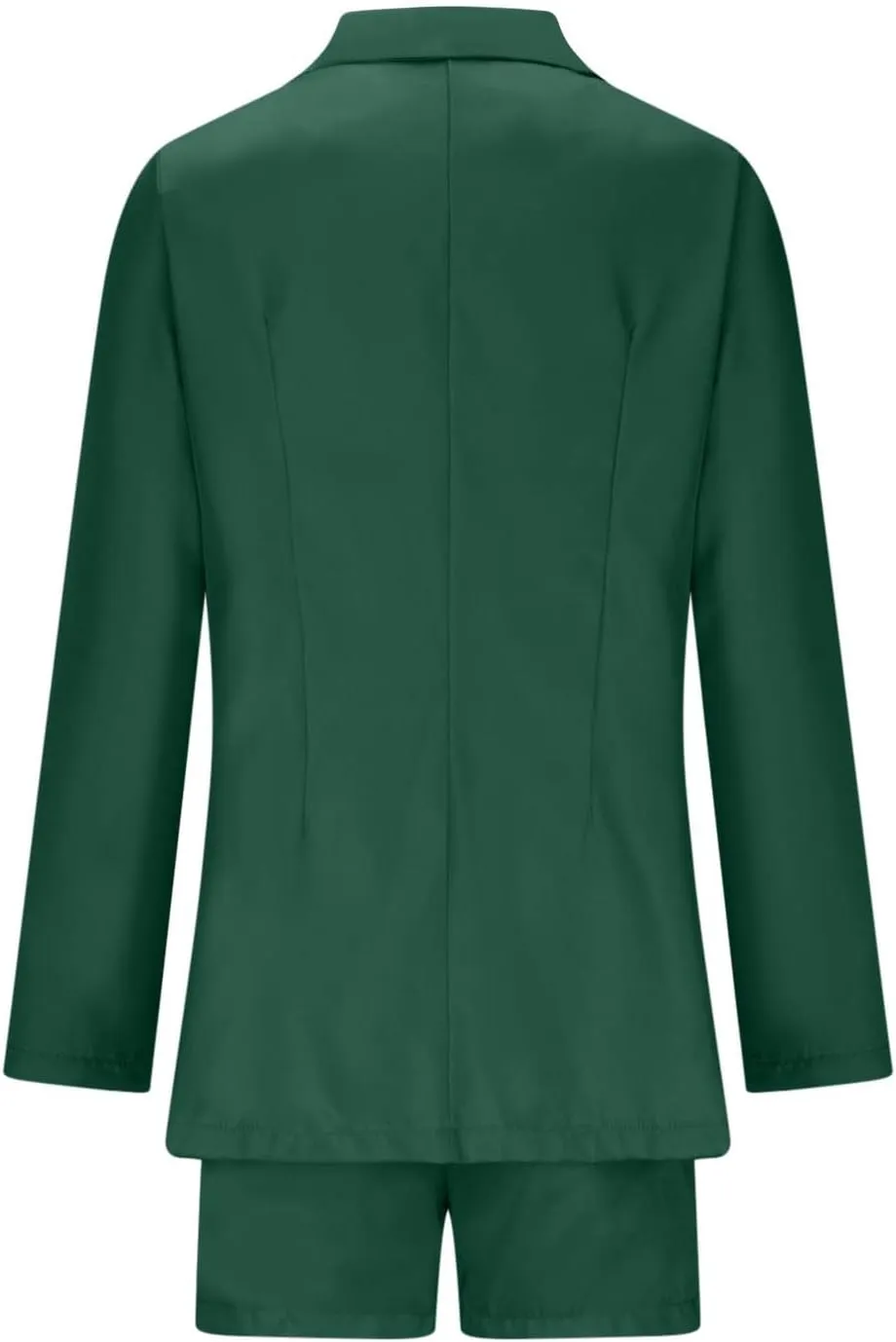 Women's Business Suits with Belt Long Sleeve Blazer Jacket and High Waisted Shorts 2 Pieces Outfits Shorts Set