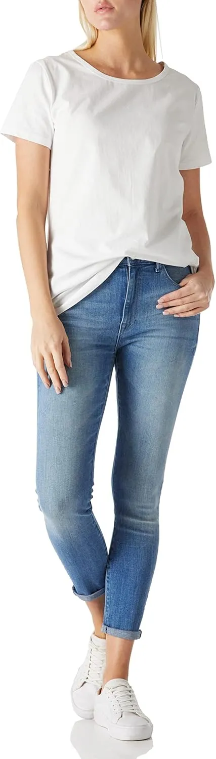 Women's Cotton Fitted Long Length T Shirts Short Sleeve Basic Comfy Tunic Tee Tops