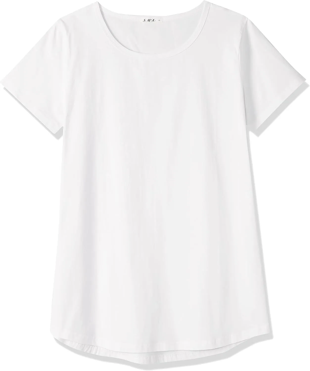 Women's Cotton Fitted Long Length T Shirts Short Sleeve Basic Comfy Tunic Tee Tops
