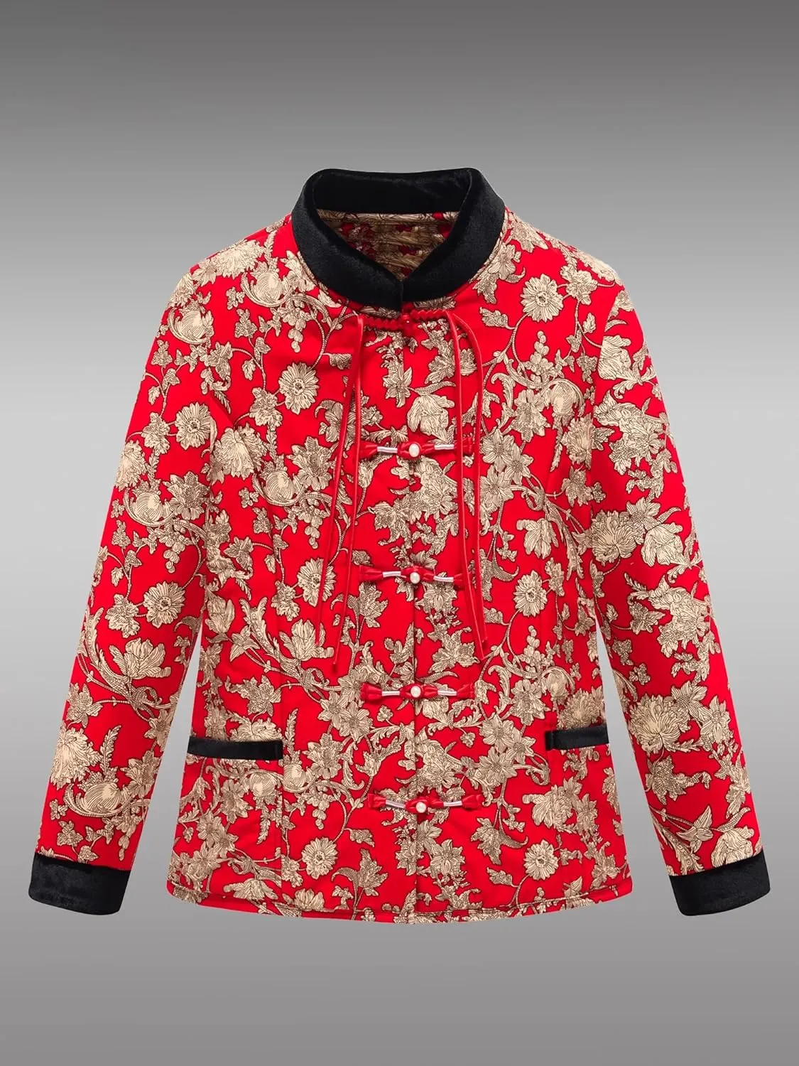 Womens cotton padded coat, thickened warm Chinese style suit, buckle winter coat
