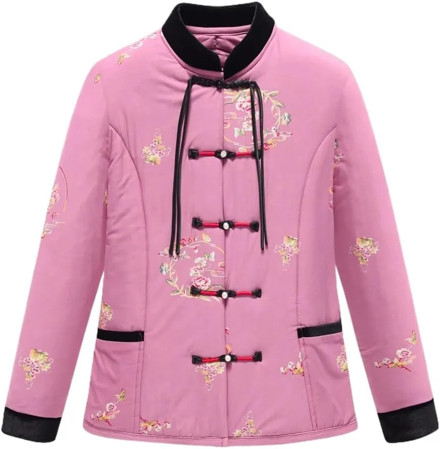 Womens cotton padded coat, thickened warm Chinese style suit, buckle winter coat