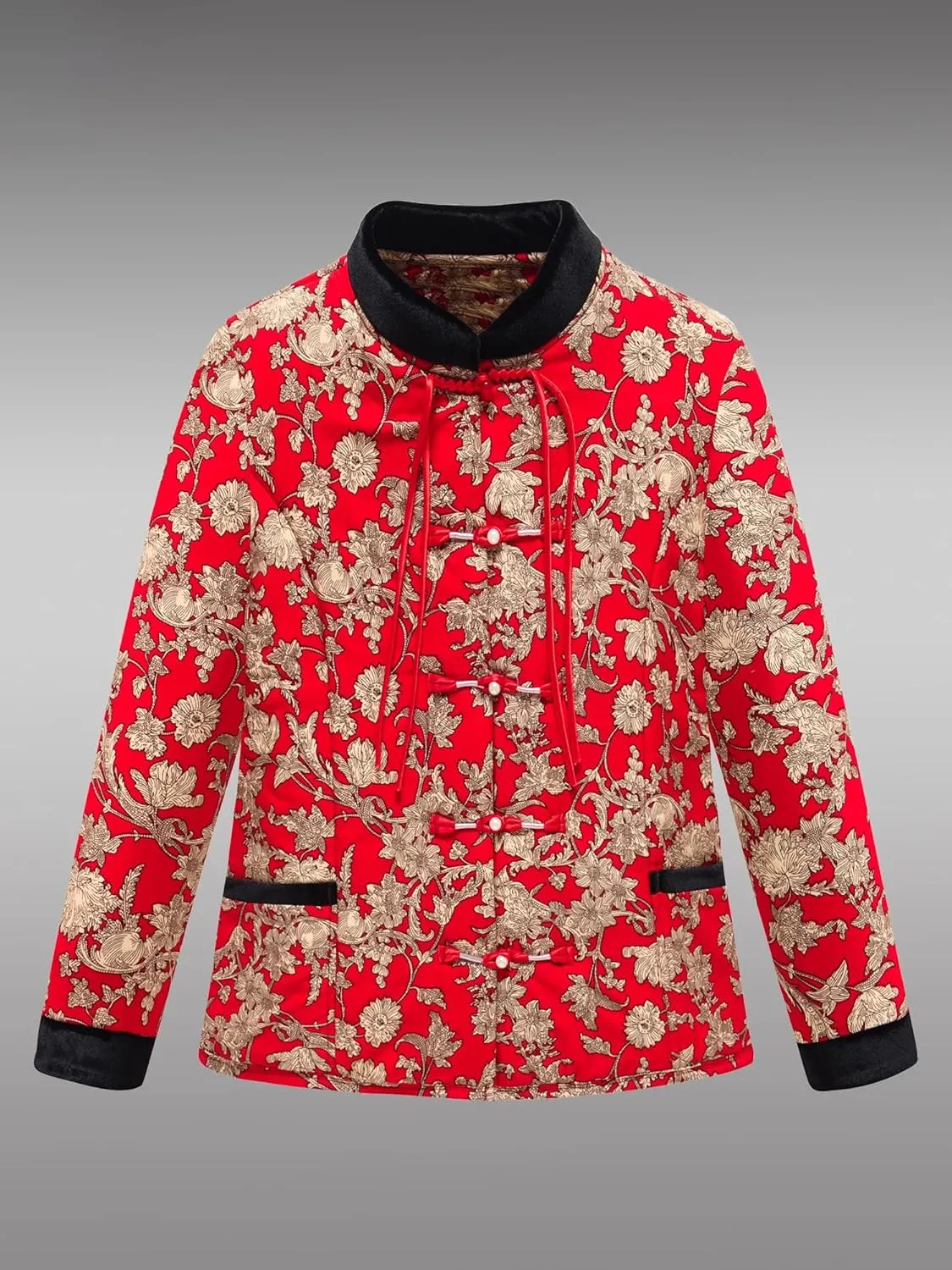Womens cotton padded coat, thickened warm Chinese style suit, buckle winter coat