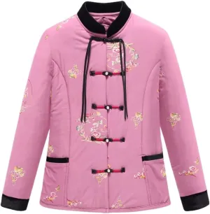 Womens cotton padded coat, thickened warm Chinese style suit, buckle winter coat