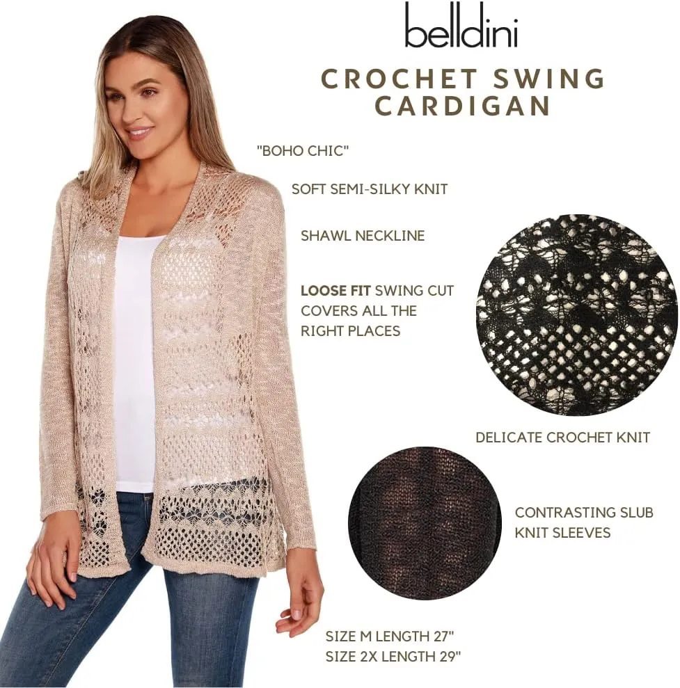 Womens Fashion Crochet Cardigan Long Sleeve Knit Cardigan Sweater