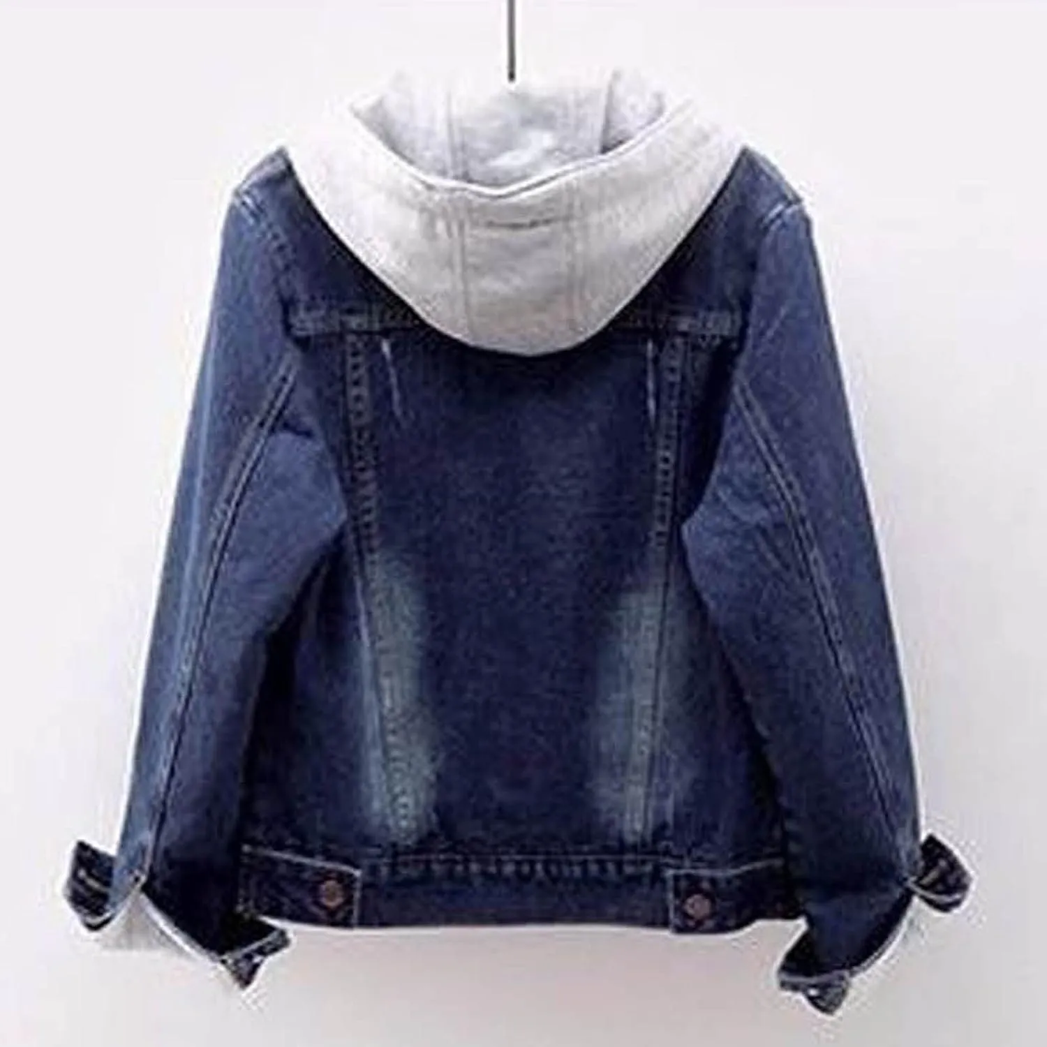 Women's Fleece Lined Denim Jacket Fuzzy Button Long Sleeve Short Coat 2024 Winter Warm Hooded Jean Jacket Outerwear
