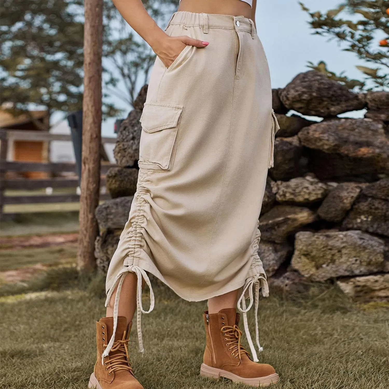 Women's Jeans Skirt Trendy Button High Waisted Skirt Teen Girls Loose Fit A-Line Going Out Streetwear Jean Skirt