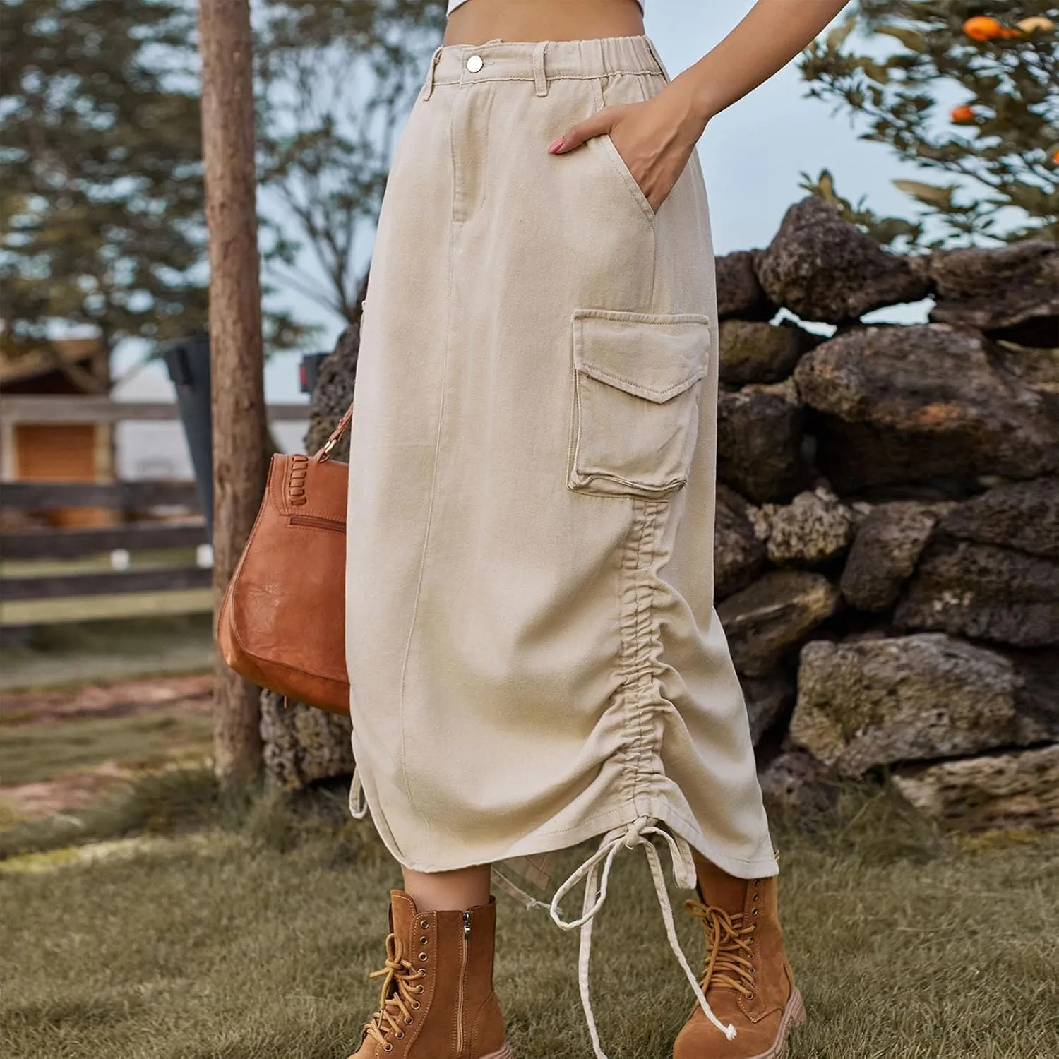 Women's Jeans Skirt Trendy Button High Waisted Skirt Teen Girls Loose Fit A-Line Going Out Streetwear Jean Skirt