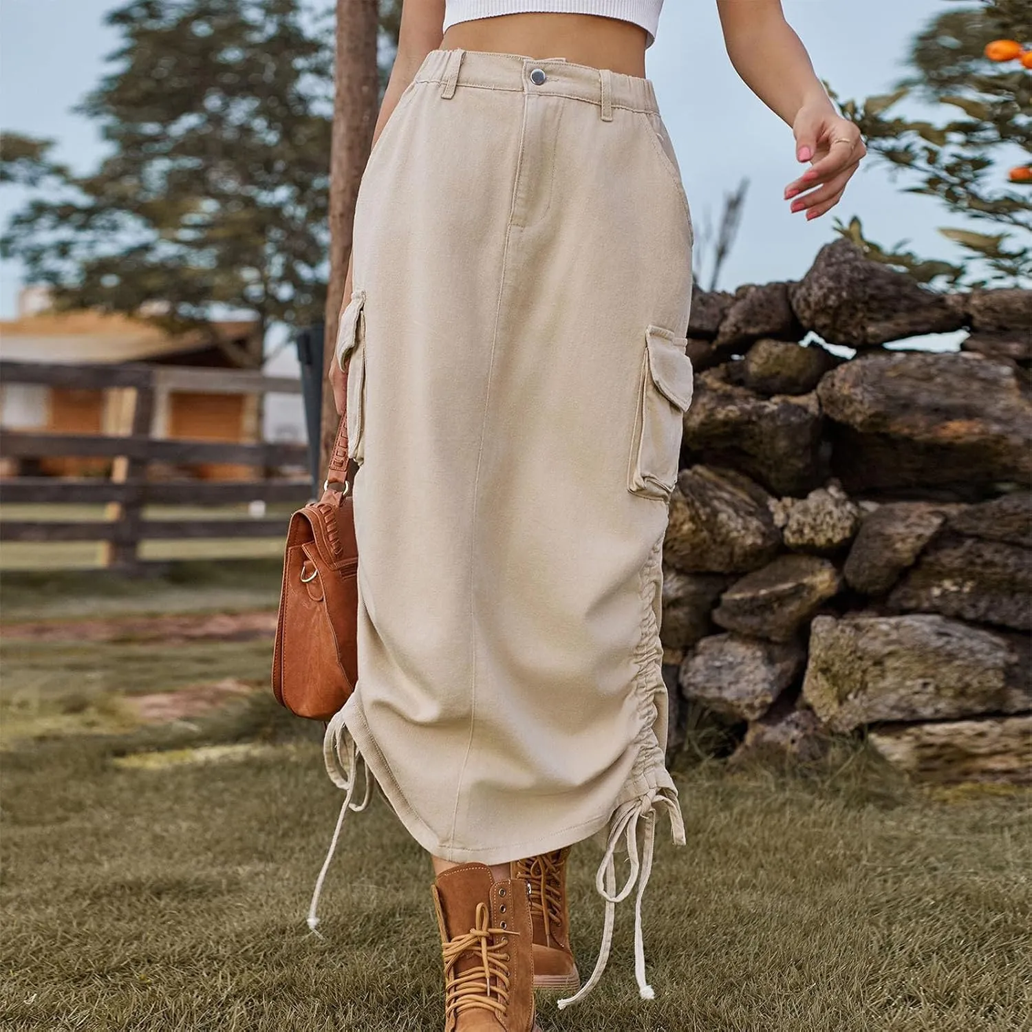 Women's Jeans Skirt Trendy Button High Waisted Skirt Teen Girls Loose Fit A-Line Going Out Streetwear Jean Skirt