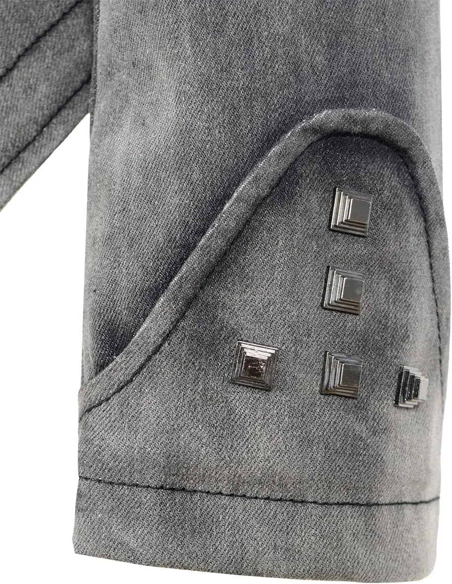 Women's Lapel Swallow Tail jacket Fashion Studded Perfectly Shaping Denim jacket Biker Jacket