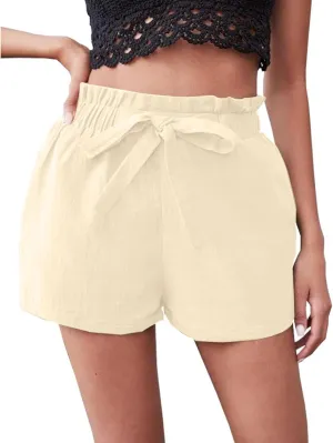 Womens Lightweight Shorts Summer Beach Resort Wear 2025 Drawstring Elastic High Waist Casual Dressy with Pockets
