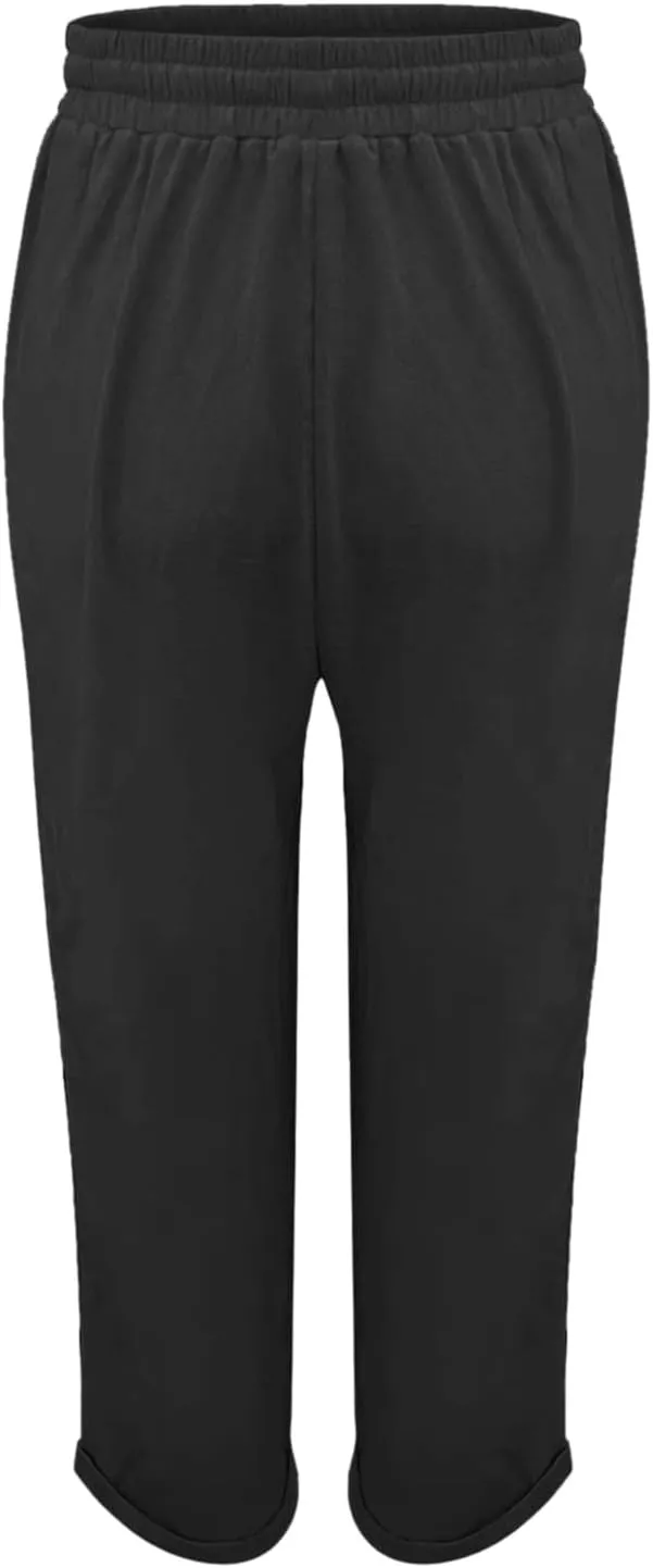Womens Linen Blend Summer Solid Pant Trousers High Waist Stretchy Straight Slim Fit Pants Work Business