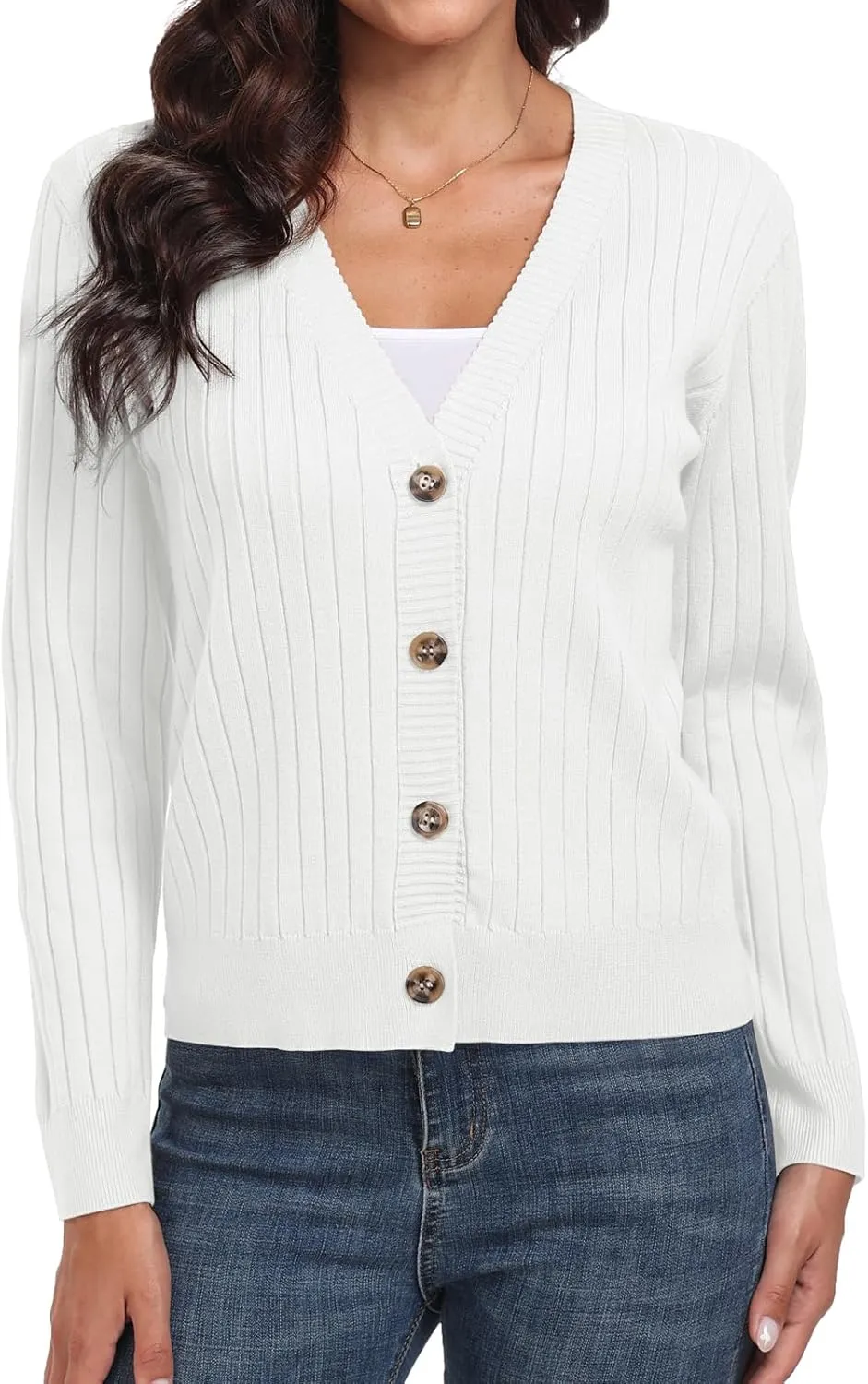 Women's Long Sleeve Cardigan Sweaters Casual V Neck Soft Knit Jacket Button Down Cardigan for Women Winter Fall