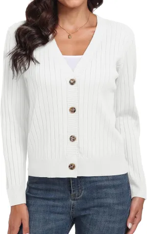 Women's Long Sleeve Cardigan Sweaters Casual V Neck Soft Knit Jacket Button Down Cardigan for Women Winter Fall