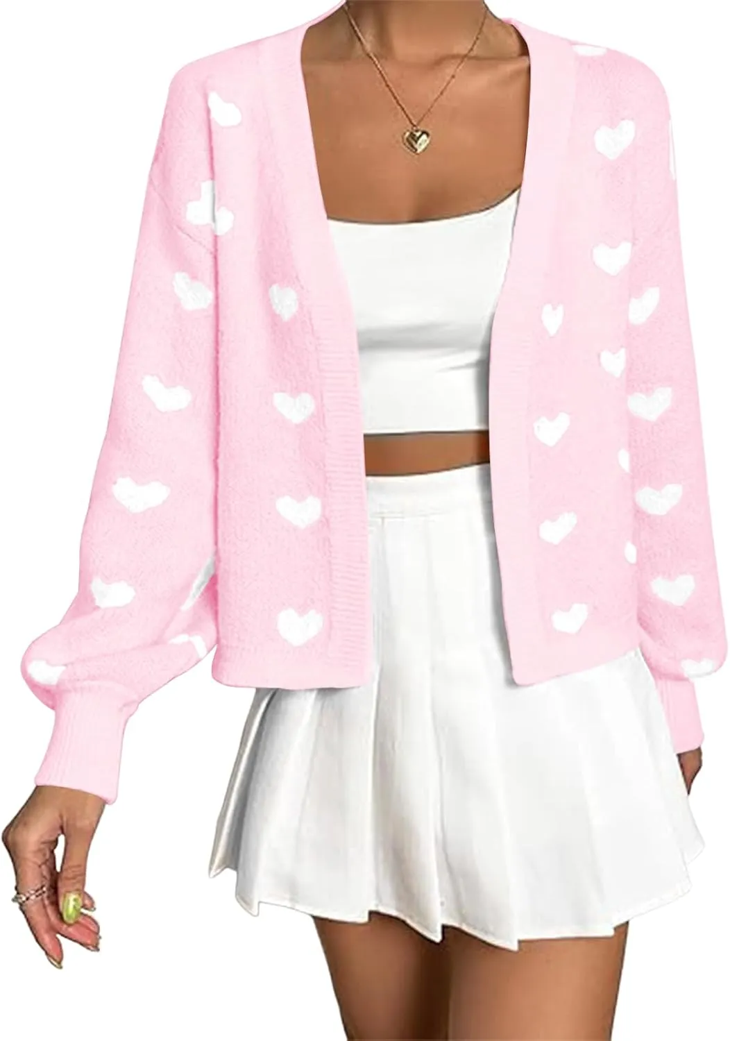 Women's Long Sleeve Floral Print Openg Front V Neck Knit Y2k Sweater Cardigan