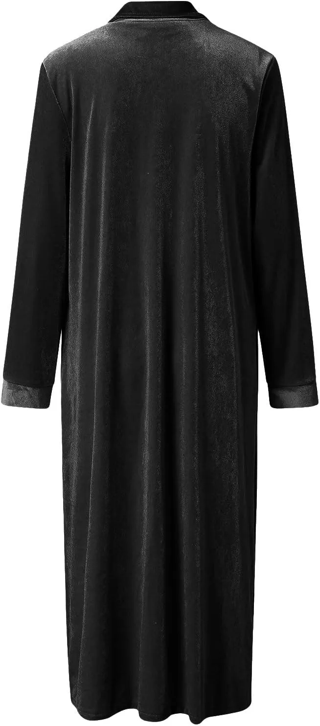 Women's Long Velvet Cardigan Long Sleeve Vintage Open Front Outerwear Coat Fashion Wild Trench Coat