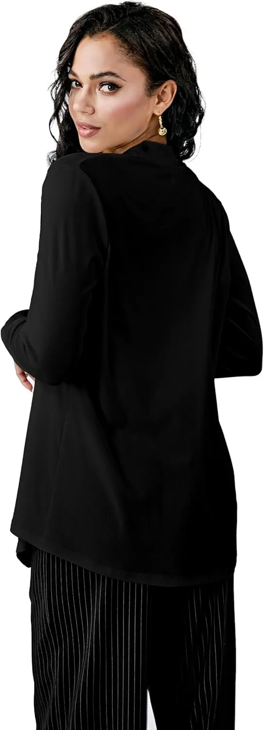 Womens Open Front Cardigan Sweater, Long, Lightweight, and Versatile Green & Black Cardigans for Women
