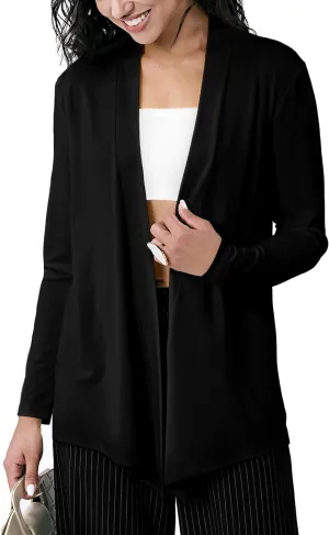 Womens Open Front Cardigan Sweater, Long, Lightweight, and Versatile Green & Black Cardigans for Women
