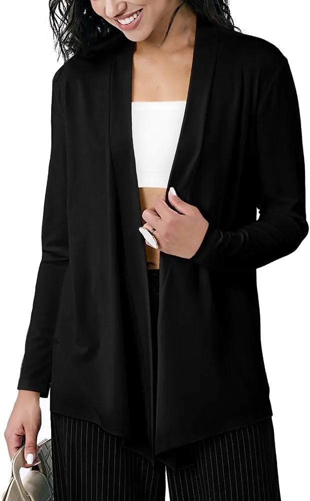 Womens Open Front Cardigan Sweater, Long, Lightweight, and Versatile Green & Black Cardigans for Women