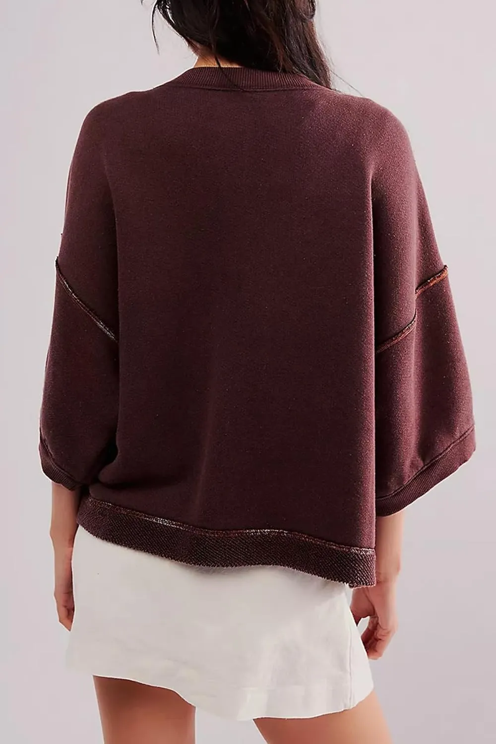 Women's Open Front Cardigan Sweatshirt Oversized Button Down 3/4 Sleeve Knit Loose Fall Winter Cropped Cardigan Coats