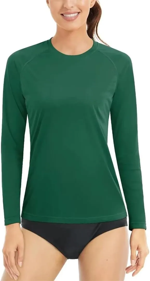 Women's Protection Long Sleeve Rash Guard Quick Dry Lightweight Workout Swim Top Tee Shirts