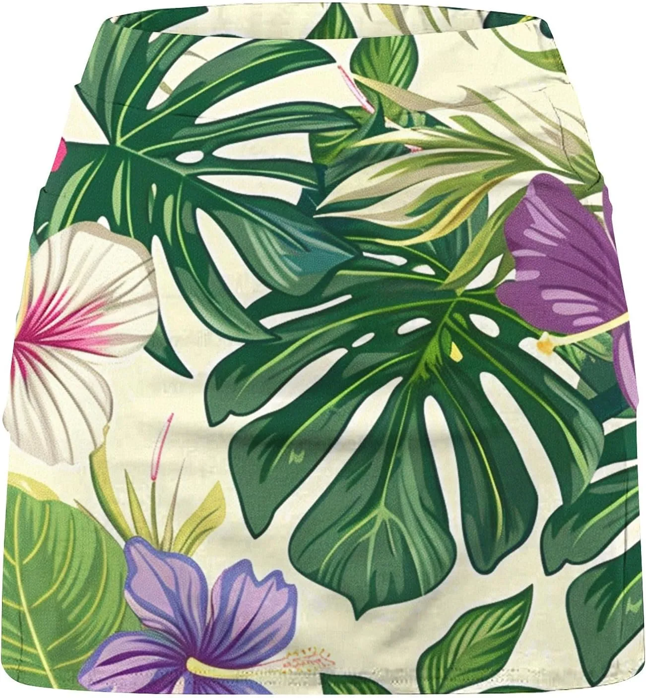 Womens Summer Tennis Skirts with Shorts Workout Golf Athletic Skirts Hawaiian Vacation Floral Print High Waist Skorts