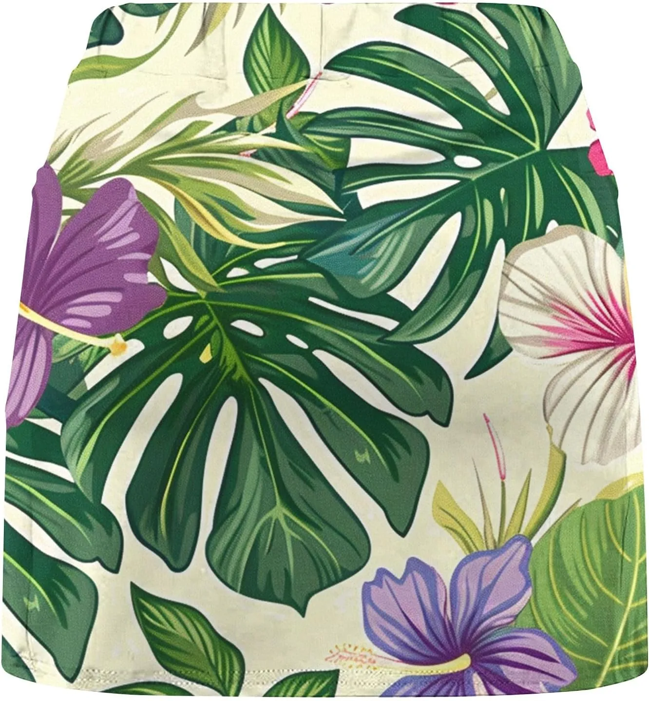 Womens Summer Tennis Skirts with Shorts Workout Golf Athletic Skirts Hawaiian Vacation Floral Print High Waist Skorts