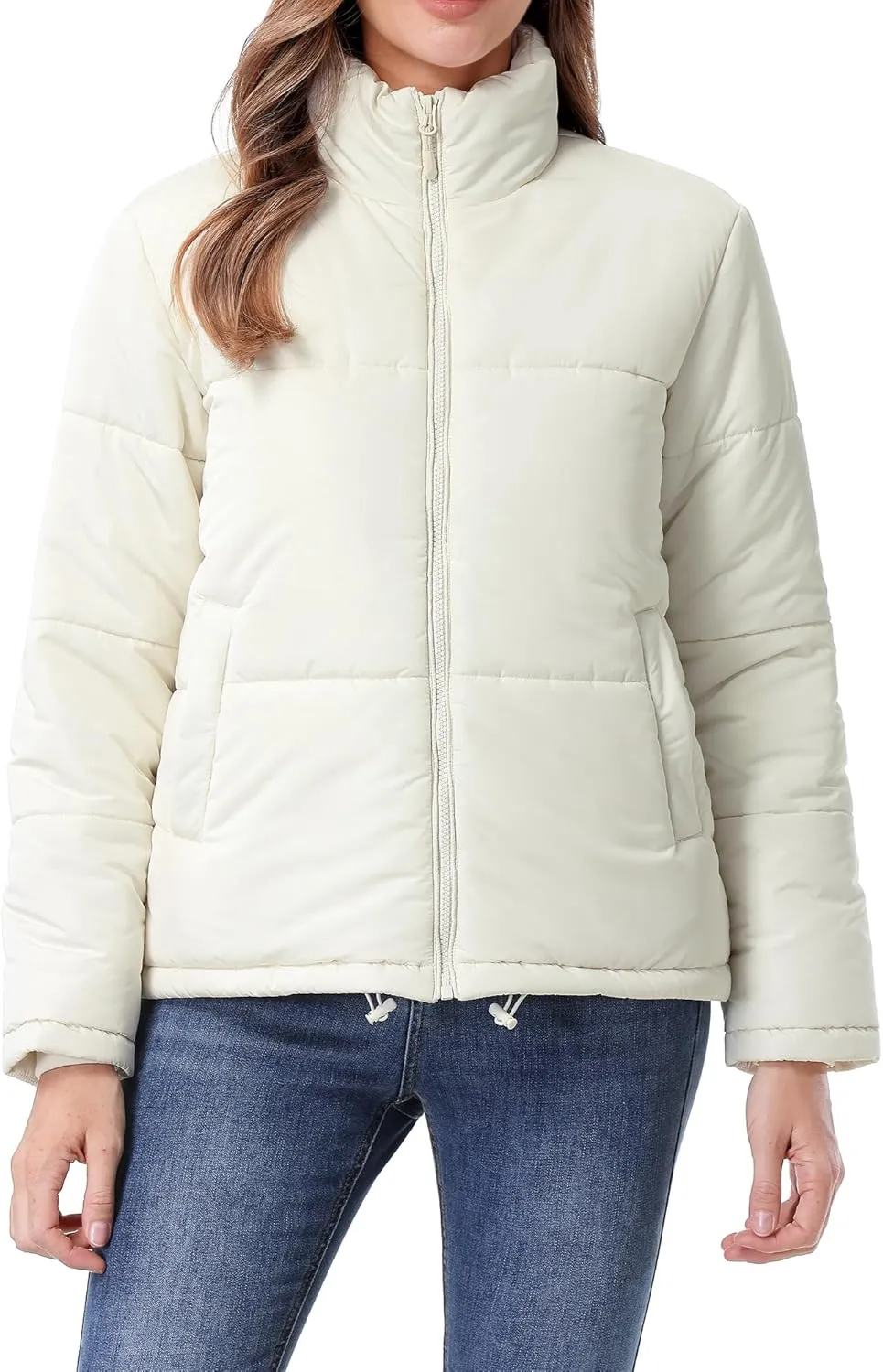 Women's Warm Winter Coat Waterproof Puffer Jacket Full-Zip Lightweight Winter Jacket