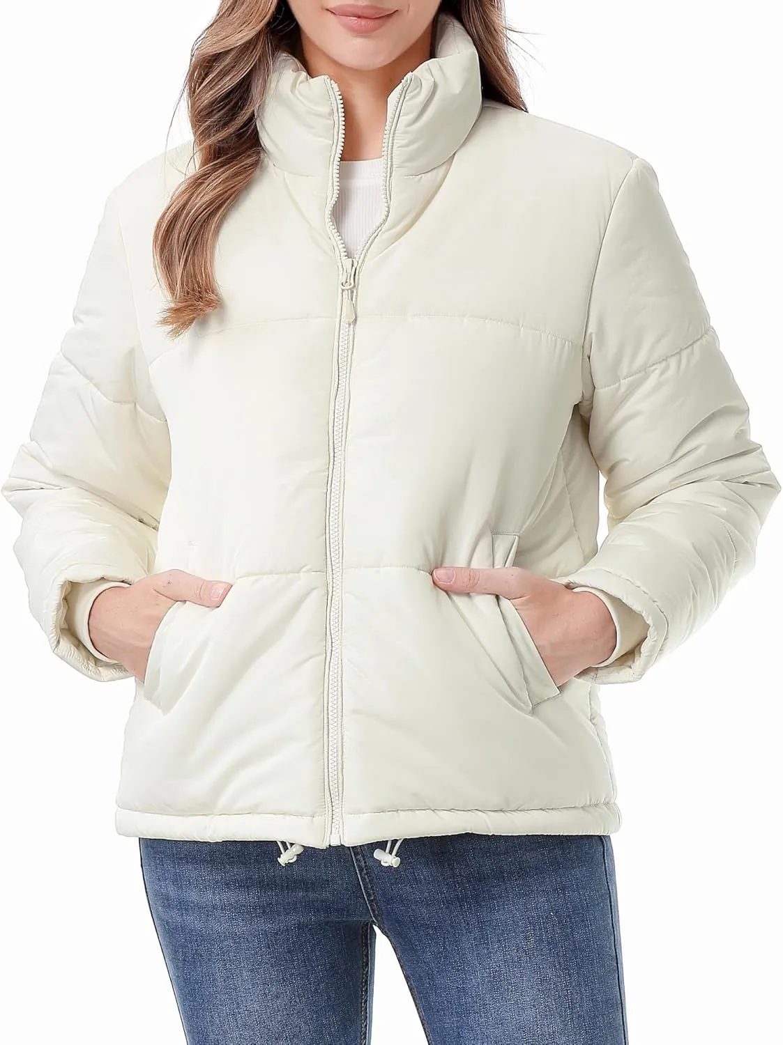 Women's Warm Winter Coat Waterproof Puffer Jacket Full-Zip Lightweight Winter Jacket