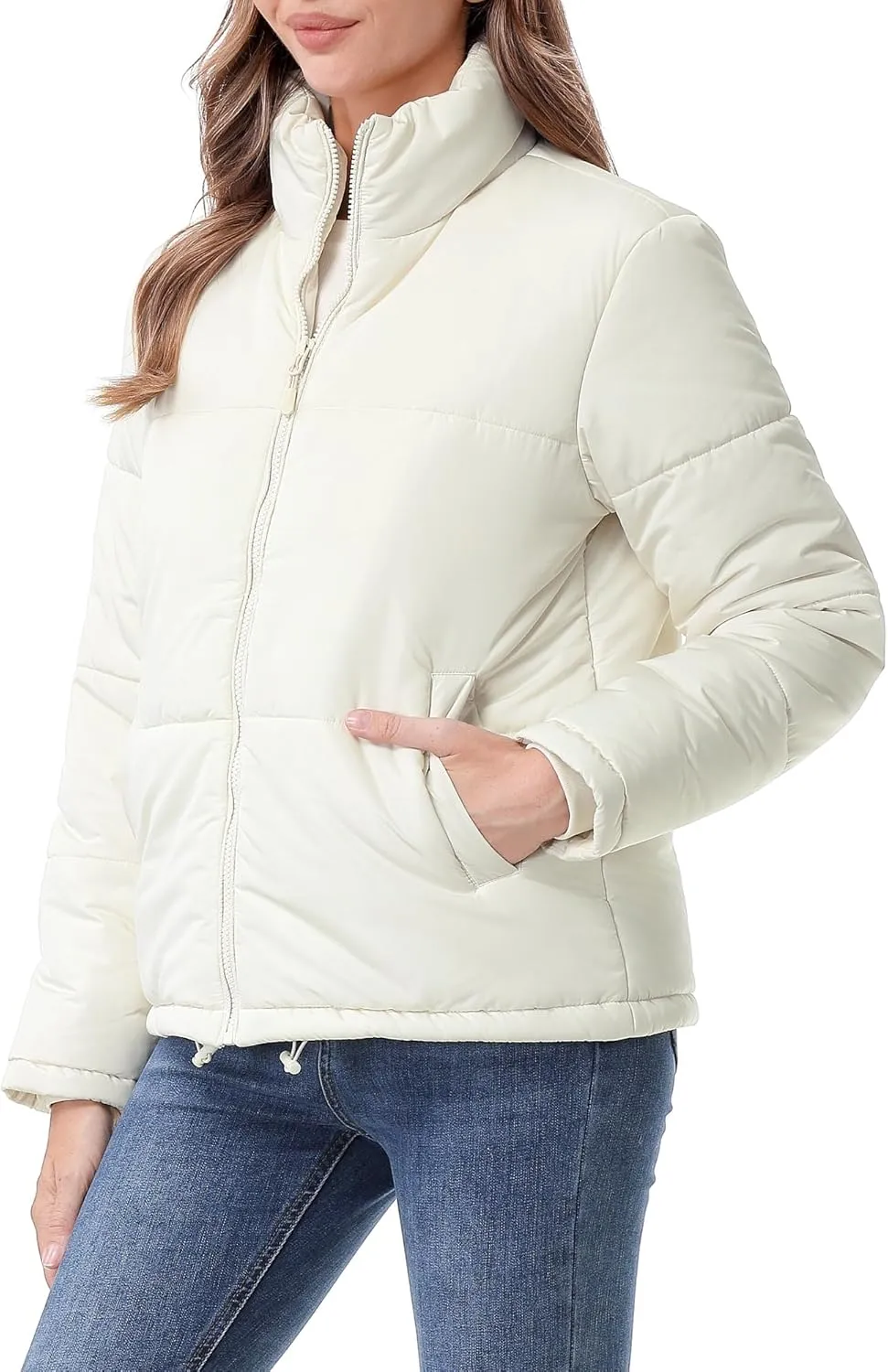 Women's Warm Winter Coat Waterproof Puffer Jacket Full-Zip Lightweight Winter Jacket