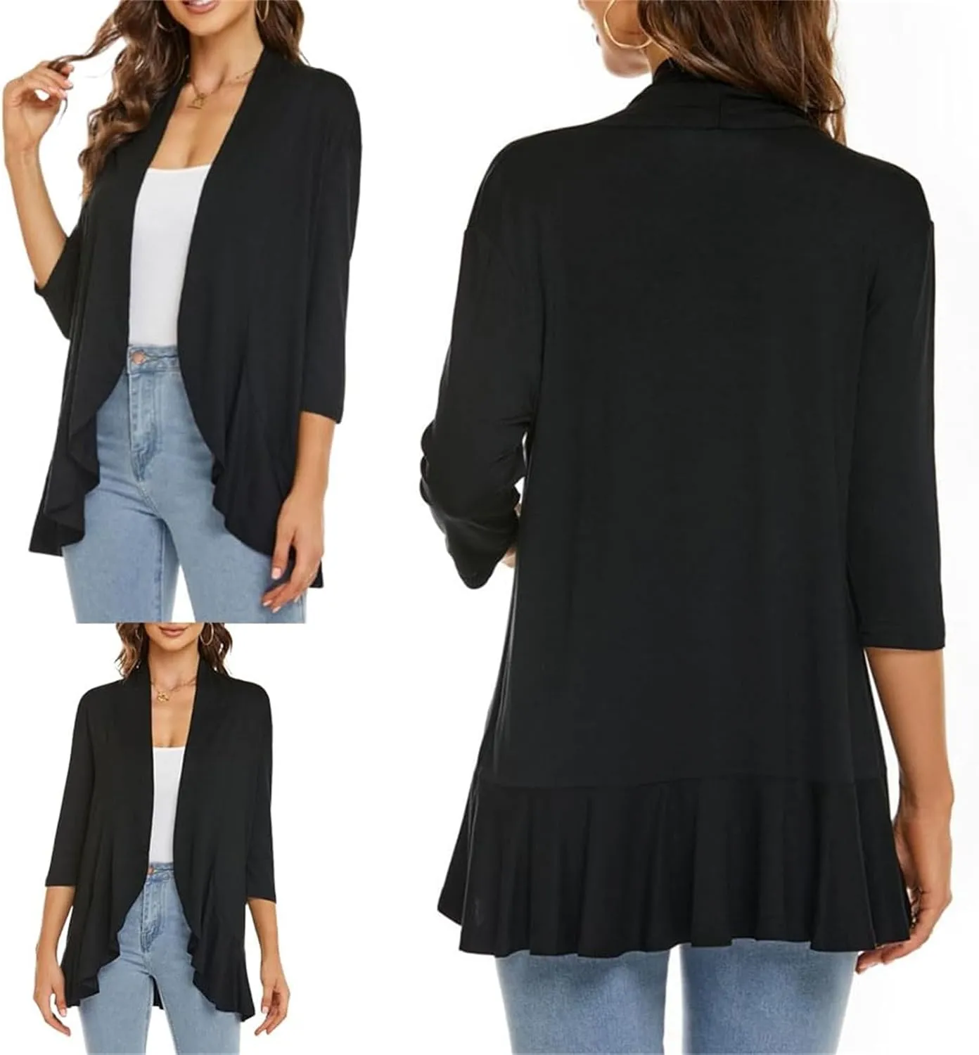 Wonderealy Ruffle Cardigan, Ladies Casual Lightweight Cardigan
