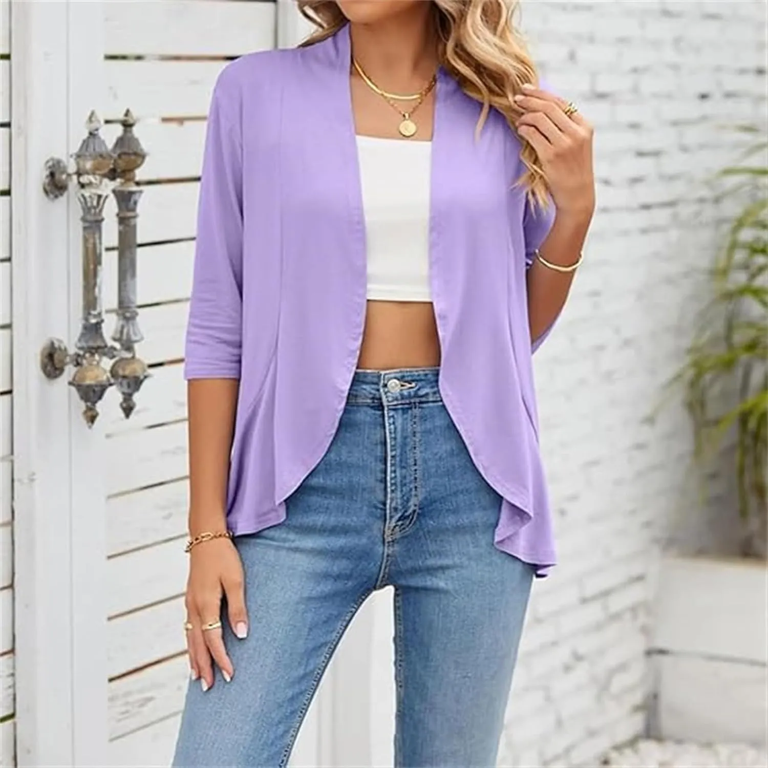 Wonderealy Ruffle Cardigan, Ladies Casual Lightweight Cardigan