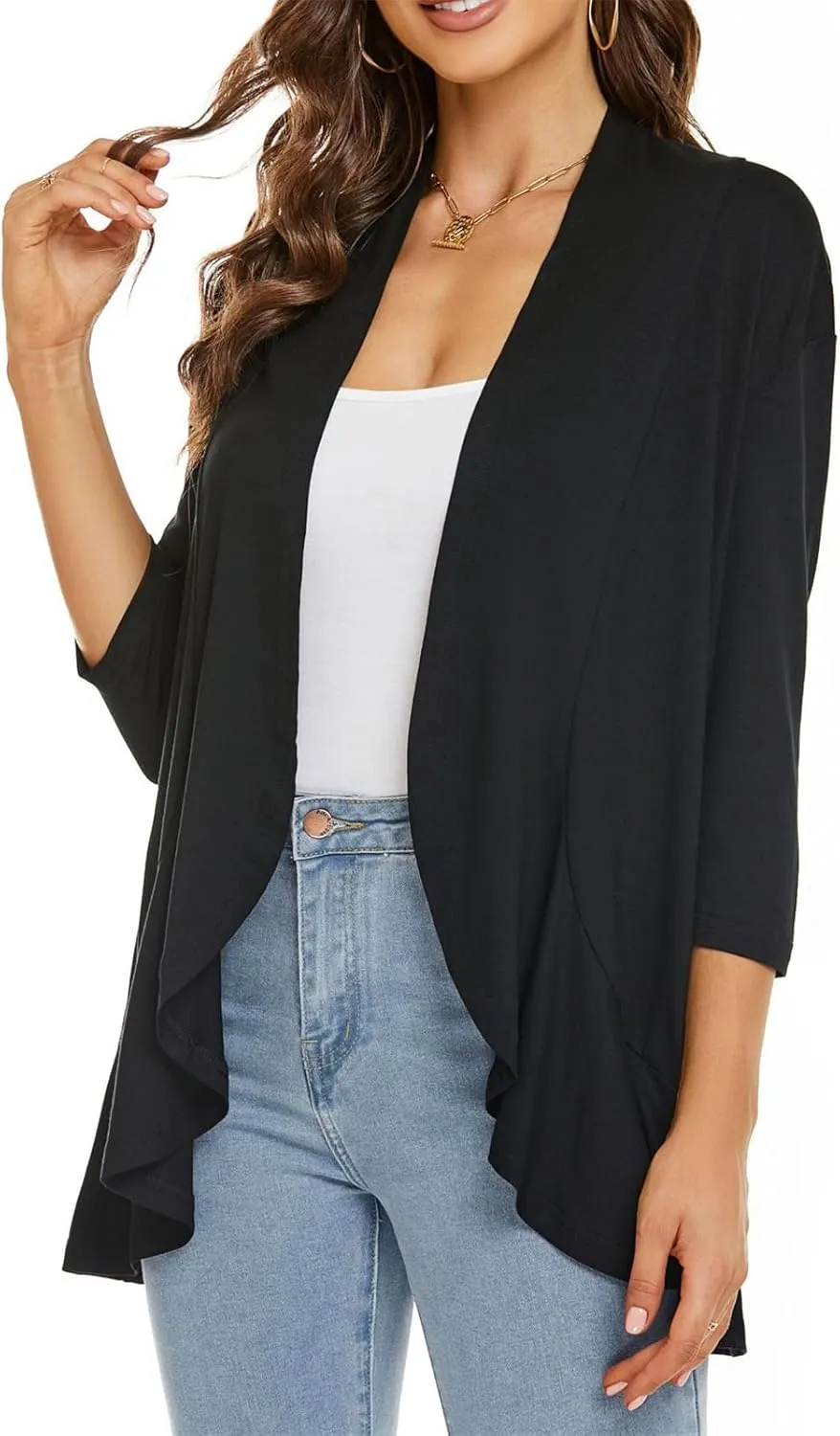 Wonderealy Ruffle Cardigan, Ladies Casual Lightweight Cardigan
