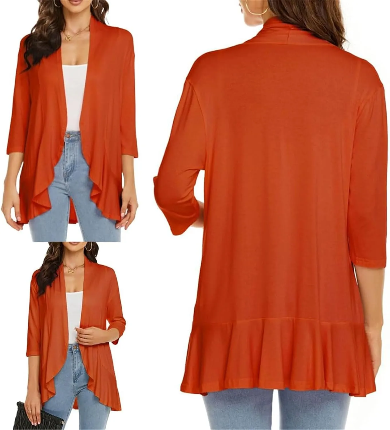 Wonderealy Ruffle Cardigan, Ladies Casual Lightweight Cardigan