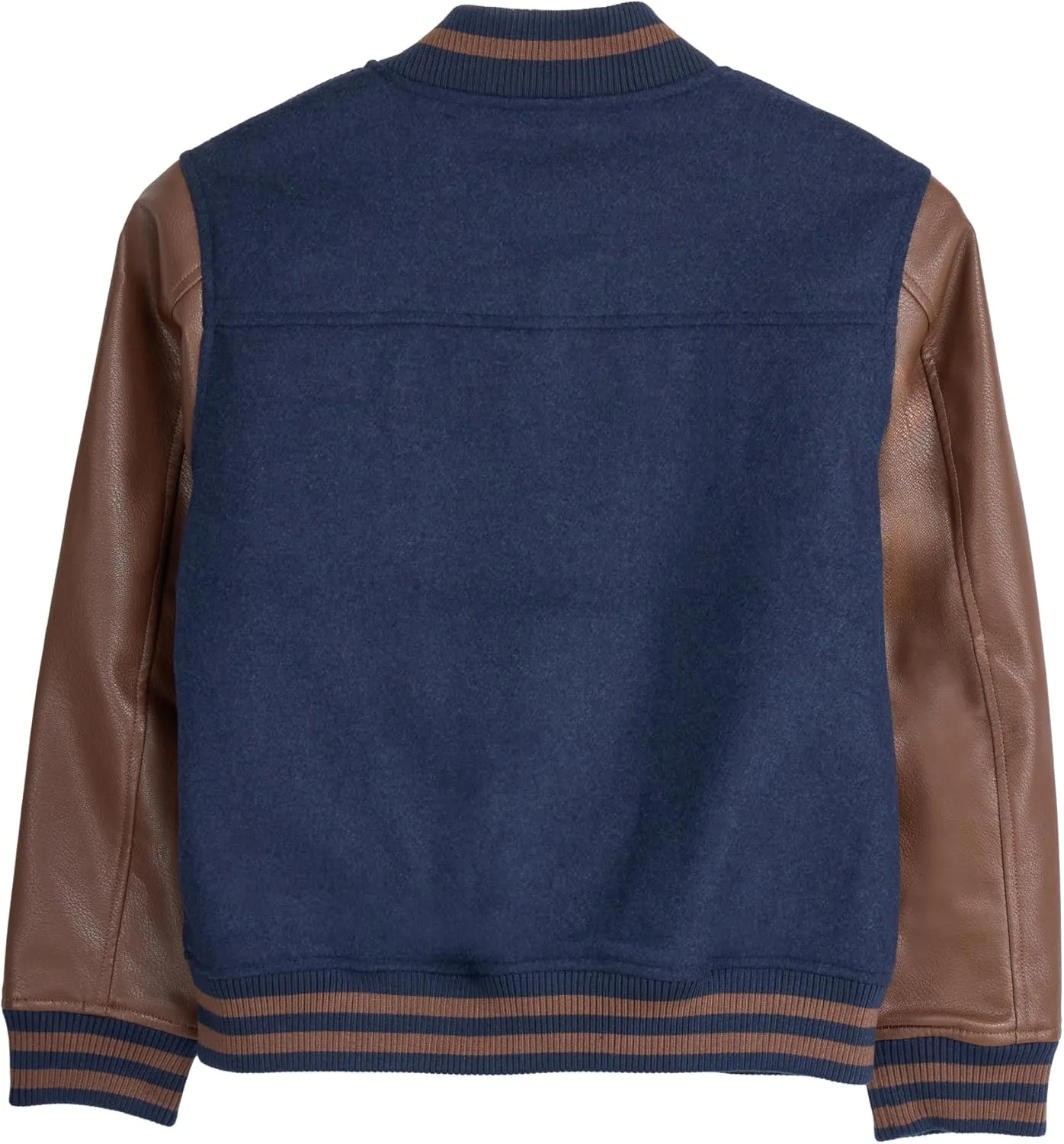 X RAY Boys Outerwear Coat with Faux Leather (S - XL), Wool Varsity Bomber Jacket for Kids W/Grainy PU Sleeves for Boys