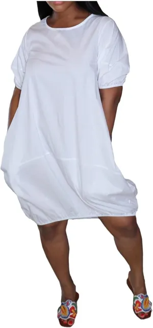 XOWRTE Plus Size Dresses for Curvy Women 2024 Summer Casual Short Sleeve Tshirt Midi Dress with Pockets Beach Vacation Dress
