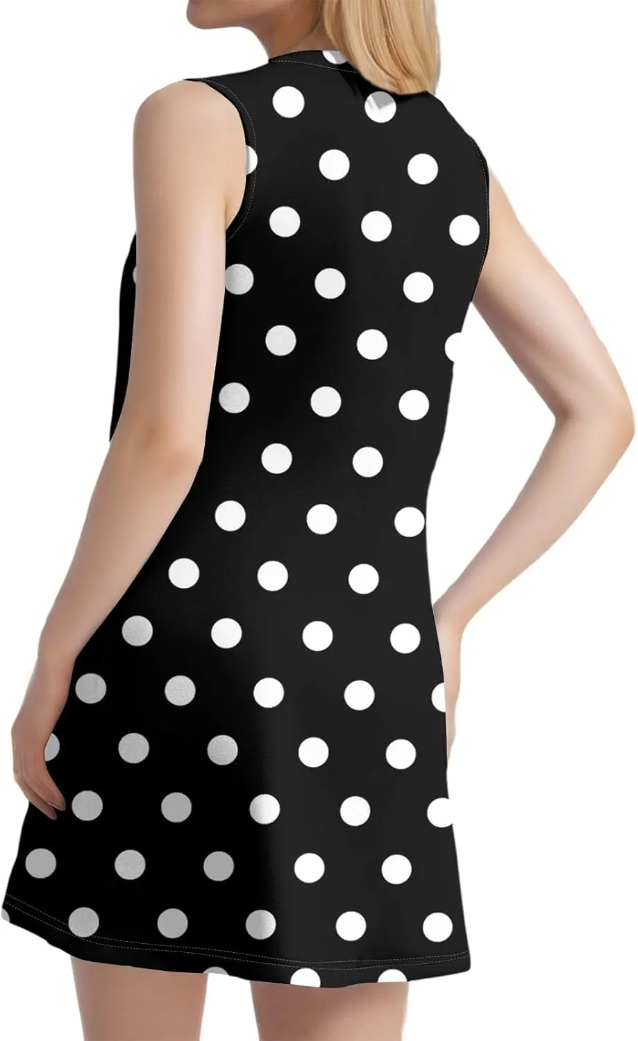 Yesunpxs Women Summer Dresses Loose Crew Neck Dress Casual Print Pleated Tank Dress Beach Sleeveless Sundresses with Pockets