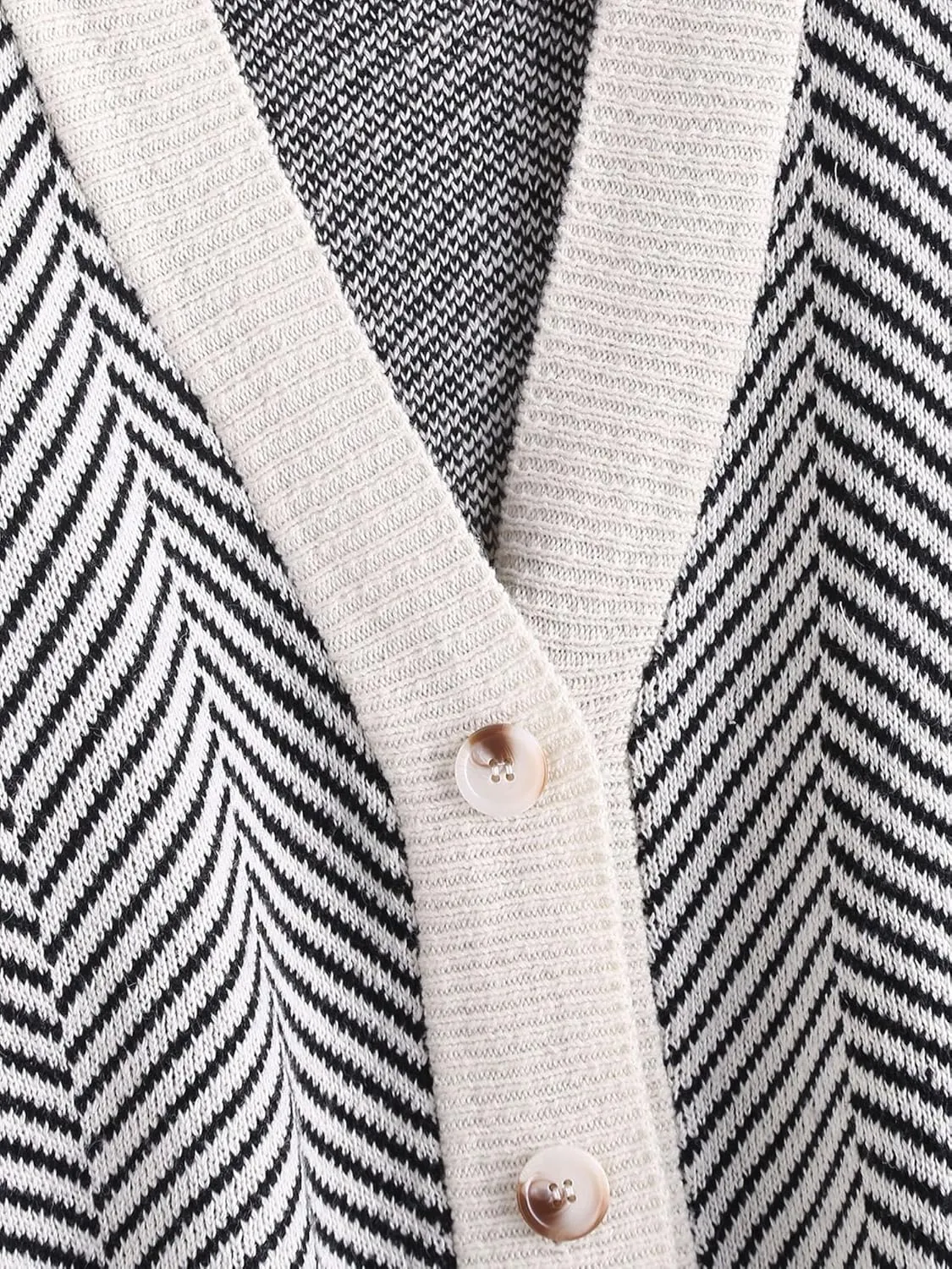 ZAFUL Women's Striped Cardigan Long Sleeve Button Up Open Front Knit Oversized Sweater