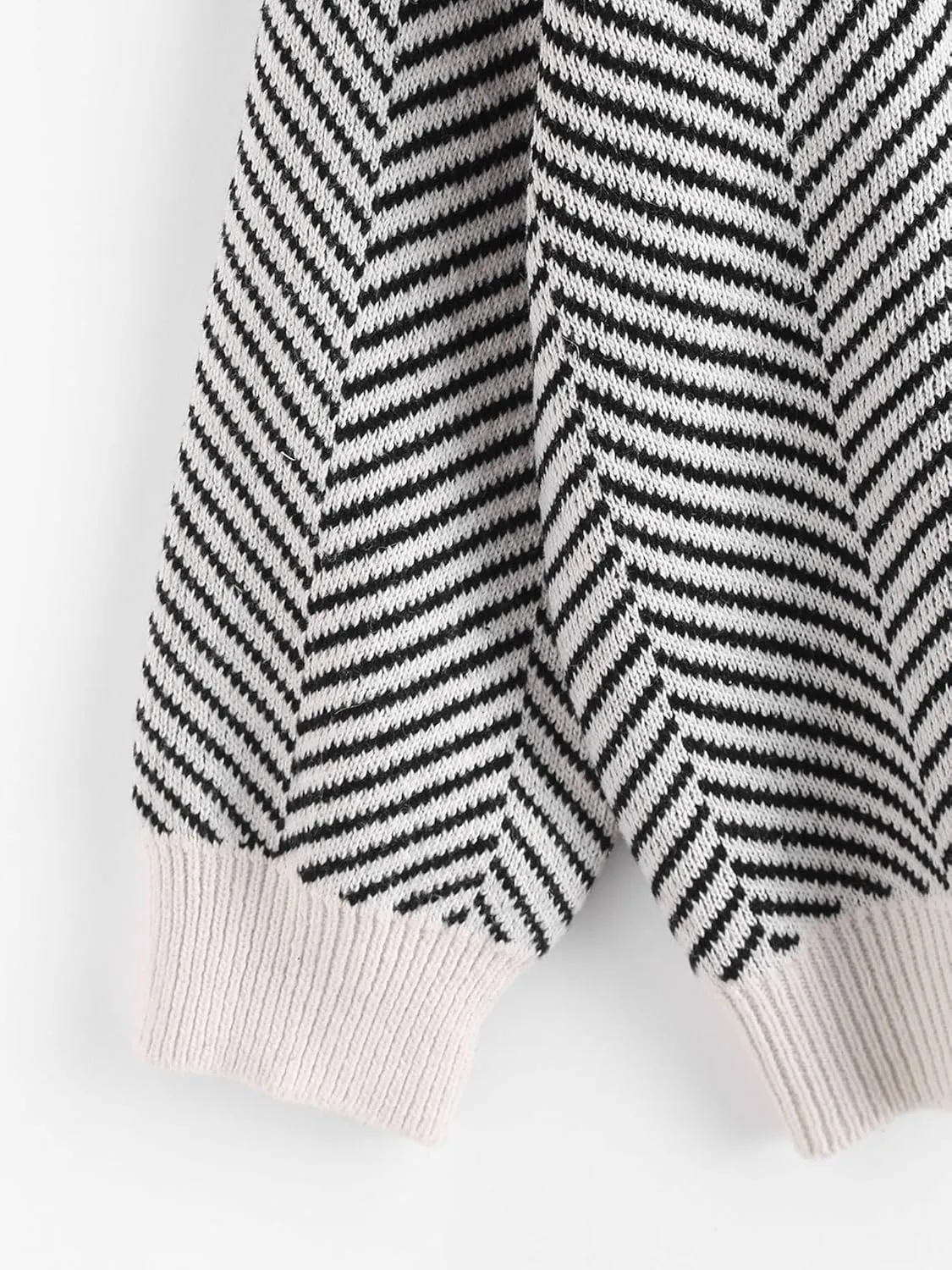 ZAFUL Women's Striped Cardigan Long Sleeve Button Up Open Front Knit Oversized Sweater